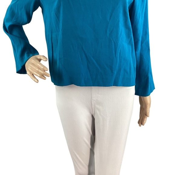 Artelier Nicole Miller Blue Open Back Long Sleeve Blouse Size M - Picture 3 of 7